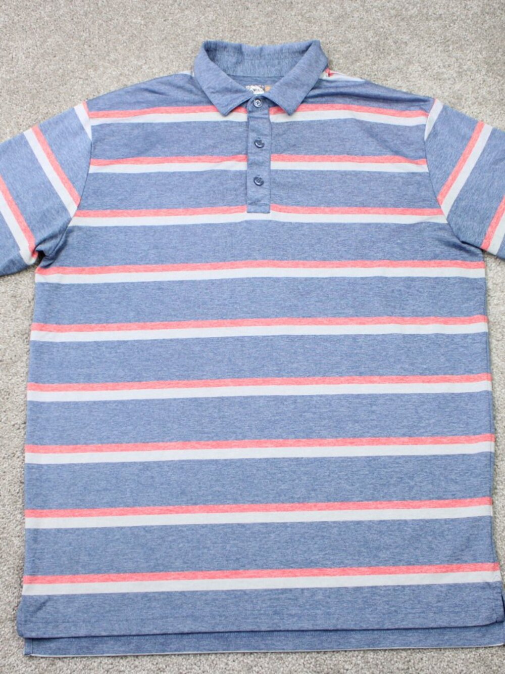 Callaway Polo Shirt Mens XL Blue/Orange Striped Opti-Dri Golf Short Sleeve